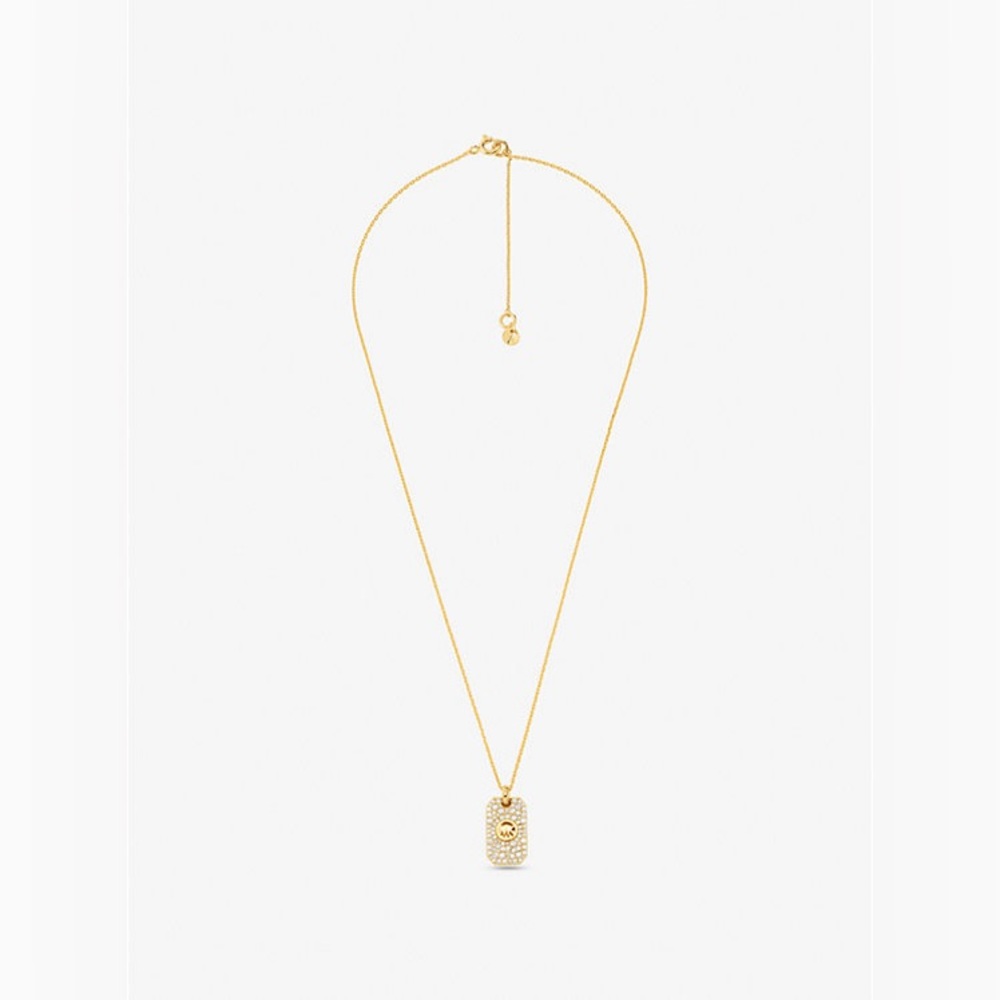 Michael Kors Sterling Silver Pavé Logo Pendant Necklace